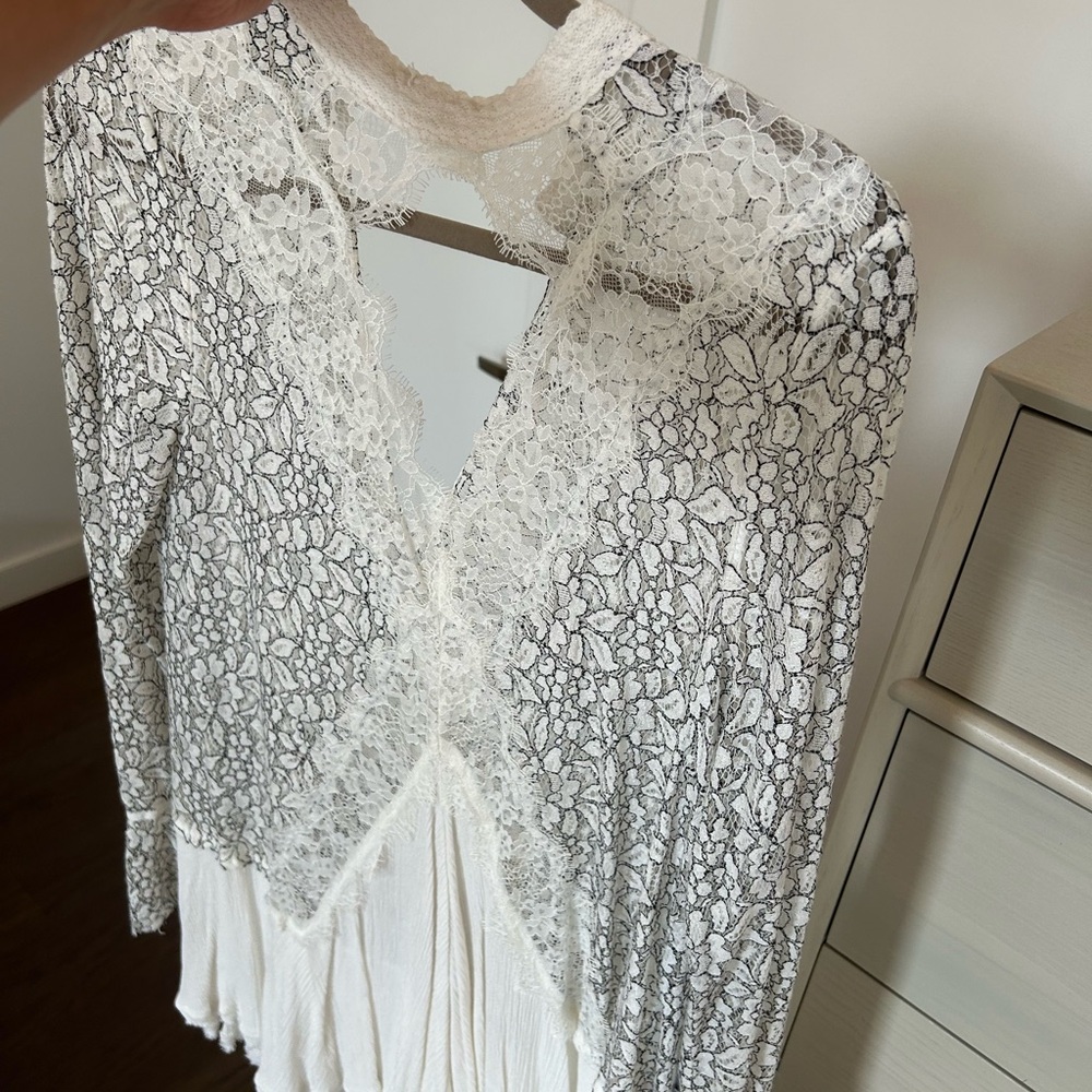 Free People White Lace Top